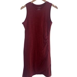 Nine West Rouched Side Sleeveless Rust/Mini Casual Dress Tulip Hem - Med
